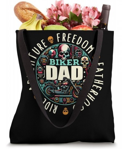 Fatherhood Biker Dad Skull Motorcycle Motor Biker Lover Dad Tote Bag $10.79 Totes