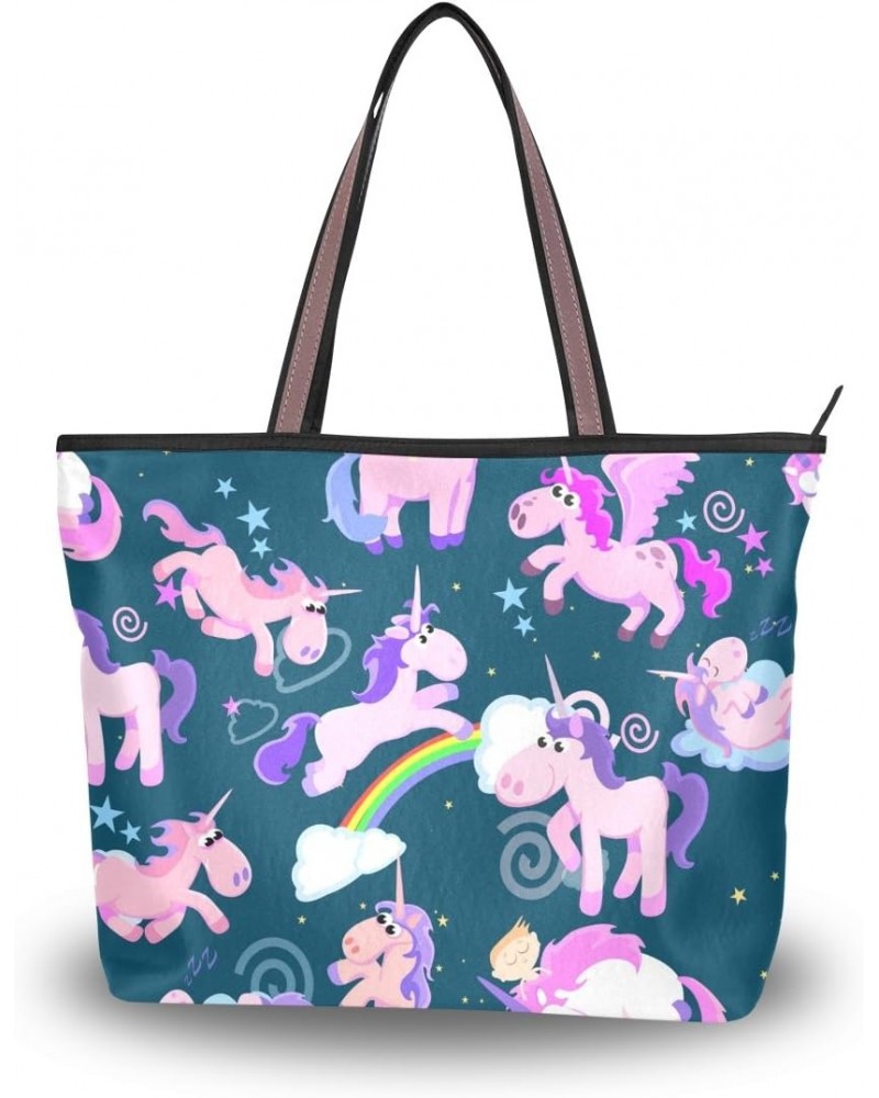 Shoulder Bag Cute Unicorn Printing Handbag Totes Purses for Women $17.39 Shoulder Bags