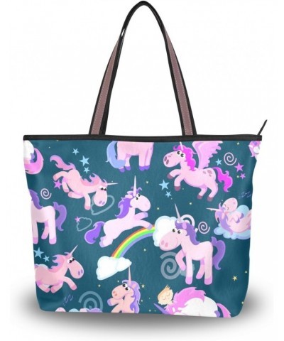 Shoulder Bag Cute Unicorn Printing Handbag Totes Purses for Women $17.39 Shoulder Bags