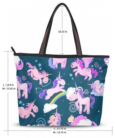 Shoulder Bag Cute Unicorn Printing Handbag Totes Purses for Women $17.39 Shoulder Bags