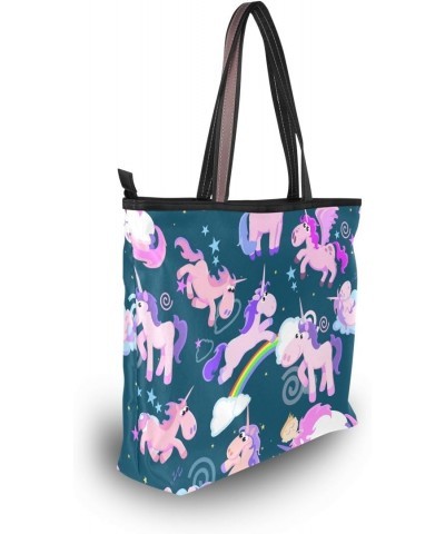 Shoulder Bag Cute Unicorn Printing Handbag Totes Purses for Women $17.39 Shoulder Bags