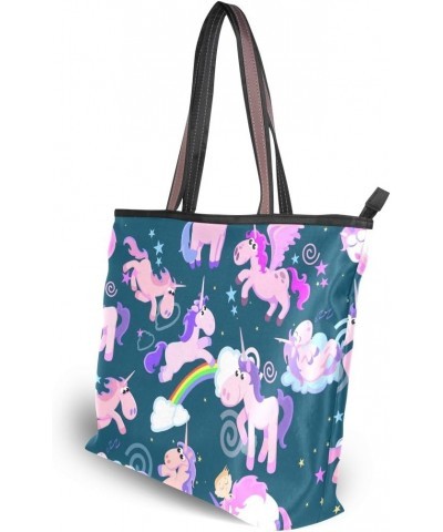 Shoulder Bag Cute Unicorn Printing Handbag Totes Purses for Women $17.39 Shoulder Bags