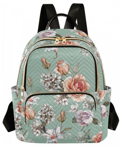 Floral Roses Quilted Backpack for Women Purse Shoulder Bags Travel Bag for Nurse Daily Work M Medium $14.88 Backpacks