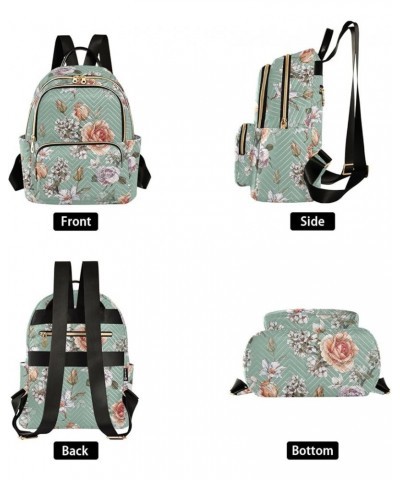 Floral Roses Quilted Backpack for Women Purse Shoulder Bags Travel Bag for Nurse Daily Work M Medium $14.88 Backpacks