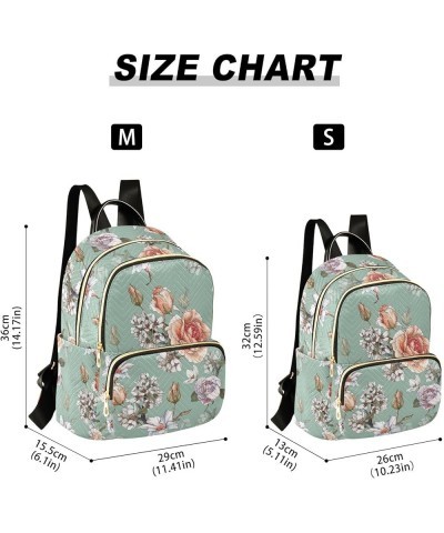 Floral Roses Quilted Backpack for Women Purse Shoulder Bags Travel Bag for Nurse Daily Work M Medium $14.88 Backpacks