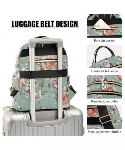 Floral Roses Quilted Backpack for Women Purse Shoulder Bags Travel Bag for Nurse Daily Work M Medium $14.88 Backpacks