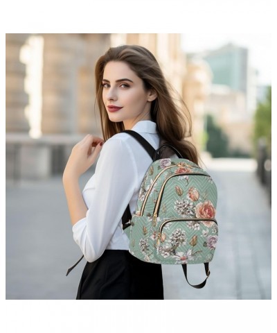 Floral Roses Quilted Backpack for Women Purse Shoulder Bags Travel Bag for Nurse Daily Work M Medium $14.88 Backpacks