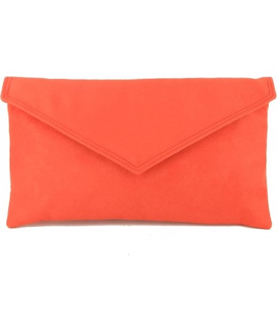 Womens Neat Envelope Faux Suede Clutch Bag/Shoulder Bag Chilli Orange Red $25.19 Clutches