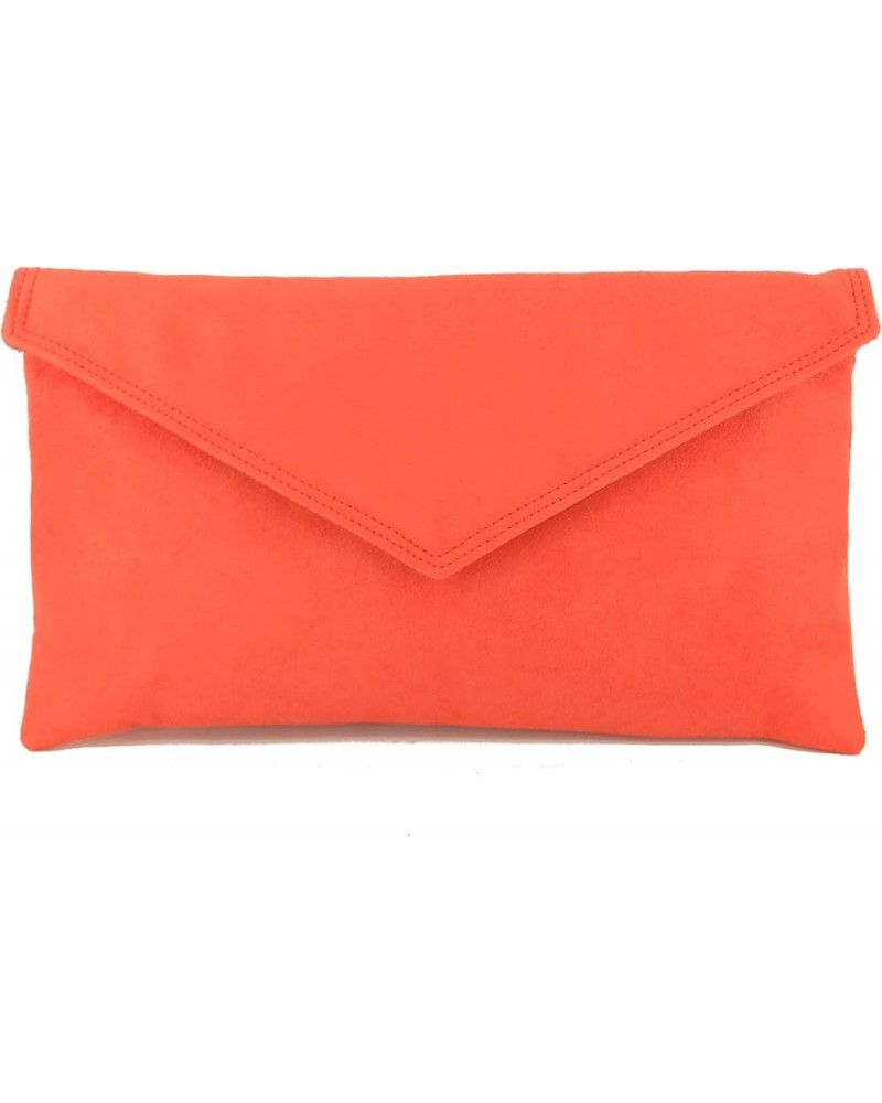 Womens Neat Envelope Faux Suede Clutch Bag/Shoulder Bag Chilli Orange Red $25.19 Clutches