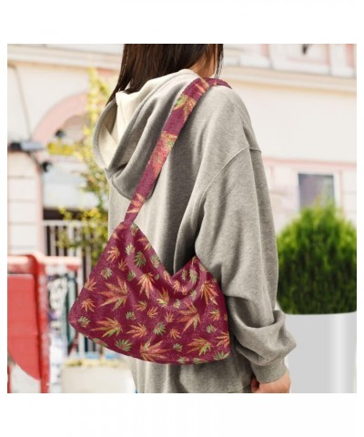 Autumn Holiday Maple Leaves Plush Underarm Bag Women's Tote Handbags Fluffy Shoulder Bag for Autumn and Winter $14.15 Totes