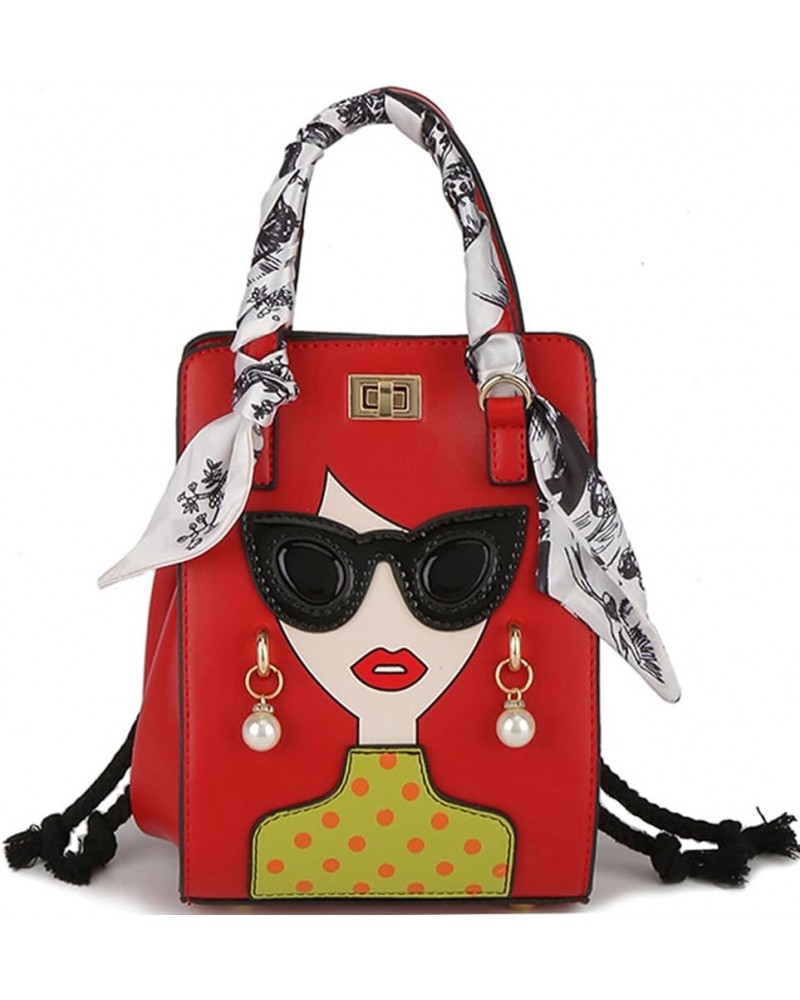 Novelty Unique 3D Lady Face PU Leather Top Handle Satchel Handbags for Women Funky Tote Purse Hobo Crossbody Shoulder bags Sc...