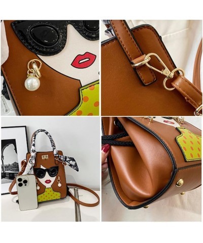 Novelty Unique 3D Lady Face PU Leather Top Handle Satchel Handbags for Women Funky Tote Purse Hobo Crossbody Shoulder bags Sc...