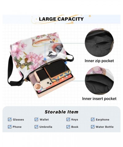 Bird Flowers Hobo Shoulder Bag for Women Men PU Leather Crossbody Bag Slouchy Tote Handbags for Working Shopping Traveling $1...