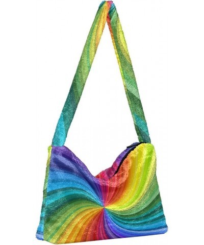 Flying Bees Cartoon Womens Shoulder Handbags, Purse Handbag Shoulder Bag, Womens Outdoor Bag Rainbow Colored Swirl Twisting $...