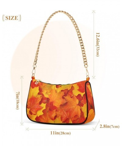 Fall Leaves Shoulder Bag for Women Hobo Bags Small Chain Shoulder Bags Clutch Handbag Tote Crossbody Bag Purse with Zipper $1...