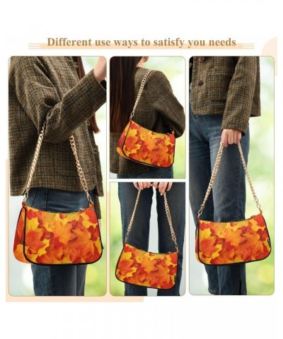 Fall Leaves Shoulder Bag for Women Hobo Bags Small Chain Shoulder Bags Clutch Handbag Tote Crossbody Bag Purse with Zipper $1...