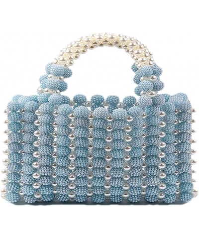 Women's Evening Handbag Pearl Beaded Bucket Bag Small Clutch Purse with Top Handle for Wedding Bridal Party A-blue $21.23 Eve...