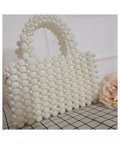 Women's Evening Handbag Pearl Beaded Bucket Bag Small Clutch Purse with Top Handle for Wedding Bridal Party A-blue $21.23 Eve...