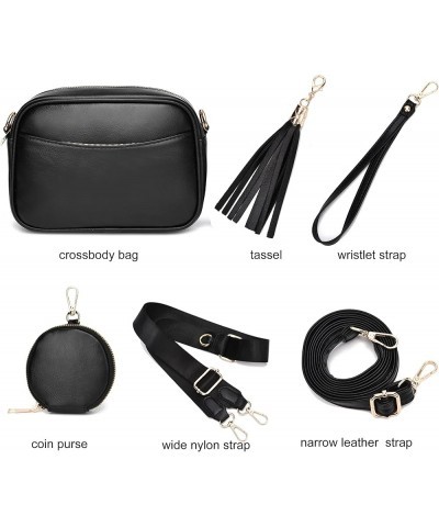 Small Crossbody Purses for Women Vegan Leather Little Shoulder Bag with Wide Strap Black $18.45 Totes