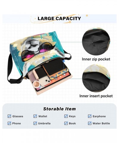 Alpaca Sheep Crossbody Bag for Women Men with Adjustable Strap PU Leather Shoulder Hobo Purse Bag 20854254 $19.79 Shoulder Bags