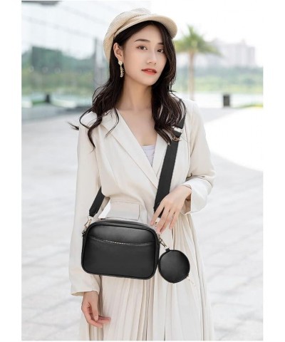 Small Crossbody Purses for Women Vegan Leather Little Shoulder Bag with Wide Strap Black $18.45 Totes