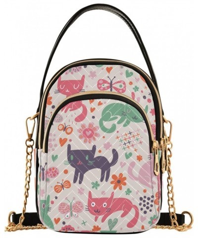 Cartoon Cats Crossbody Bags for Women Crossbody Tote Bag Wallet Phone Purse with Chain Strap for Daily Use $13.51 Totes