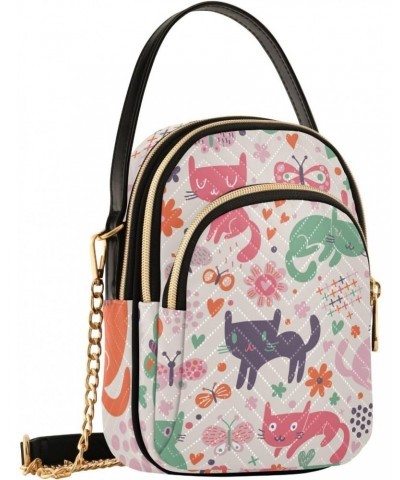 Cartoon Cats Crossbody Bags for Women Crossbody Tote Bag Wallet Phone Purse with Chain Strap for Daily Use $13.51 Totes