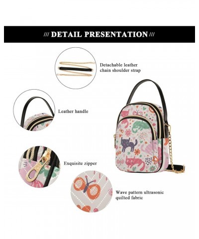 Cartoon Cats Crossbody Bags for Women Crossbody Tote Bag Wallet Phone Purse with Chain Strap for Daily Use $13.51 Totes