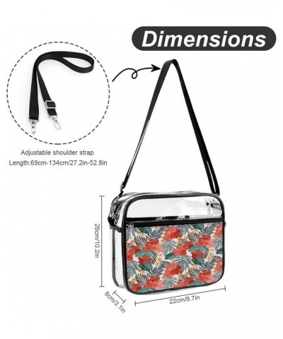 Tropical-leaves-flowers-graphics Clear Crossbody Shoulder Purse Bag for Men Women, Stadium Clear Messenger Bag Style-1 $13.49...