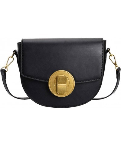 Spring New Shoulder Bag Retro cans Large semi-Circular Saddle Bag, Fashion calain Blue Women's Bag $21.76 Shoulder Bags