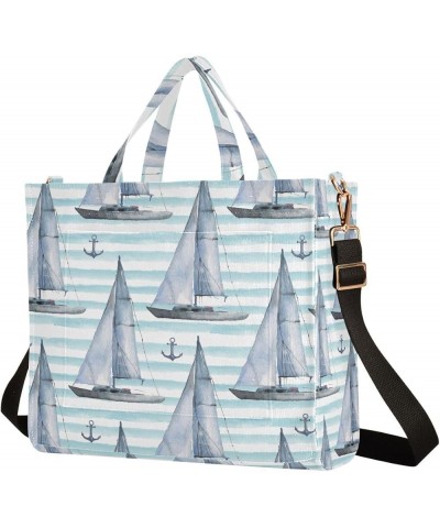 Boats Anchors Tote Bag for Women Corduroy Satchel Purses and Shoulder Bag for Vacation Beach Trip Gifts Multi $12.31 Satchels