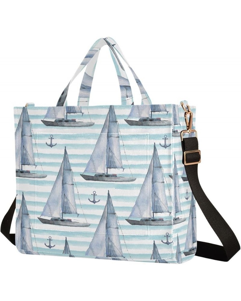 Boats Anchors Tote Bag for Women Corduroy Satchel Purses and Shoulder Bag for Vacation Beach Trip Gifts Multi $12.31 Satchels