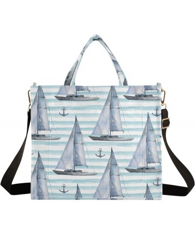 Boats Anchors Tote Bag for Women Corduroy Satchel Purses and Shoulder Bag for Vacation Beach Trip Gifts Multi $12.31 Satchels