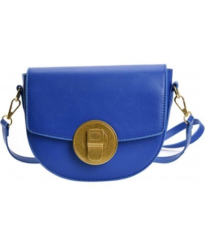 Spring New Shoulder Bag Retro cans Large semi-Circular Saddle Bag, Fashion calain Blue Women's Bag $21.76 Shoulder Bags