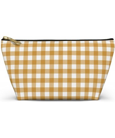 Mustard Gingham Print Design Accessory Pouch w T-bottom Small Black Zipper Small Black Zipper $14.69 Clutches