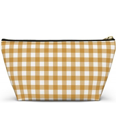 Mustard Gingham Print Design Accessory Pouch w T-bottom Small Black Zipper Small Black Zipper $14.69 Clutches