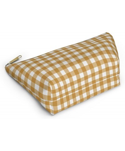 Mustard Gingham Print Design Accessory Pouch w T-bottom Small Black Zipper Small Black Zipper $14.69 Clutches