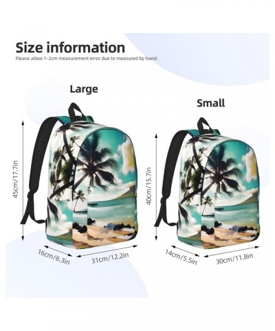 Tropical Beach Palms Print Lightweight Travel Canvas Backpack Casual Daypack For Men Women Work, Sports, Beach Black Medium $...