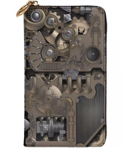 Steampunk Mechanical Gears pattern Leather long clutch wallet : Comfortable, lightweight, waterproof, durable 7.48 x 4.13 in ...