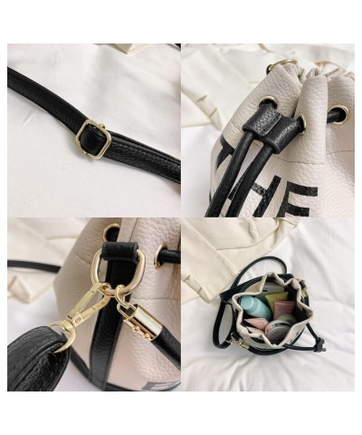 The Bucket Bag for Women, Small Leather Bucket Bag Purses, Crossbody/Handbag/Hobo Bag(7.9 * 7.9 * 8.3in) Splicing Beige $19.3...