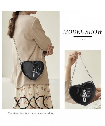 Women Red Heart Purse Cute Love Heart Shape Shoulder Handbag Girls Evening Clutch Bag Chain Purse Black $12.54 Shoulder Bags