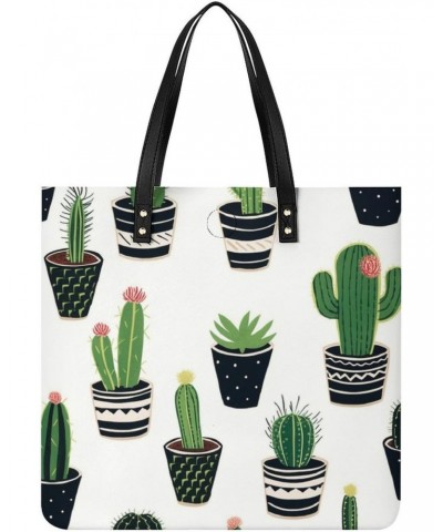 Many Potted Cacti Handbag Large Capacity Top-Handle Bag Ladies Shoulder Totes $18.86 Totes