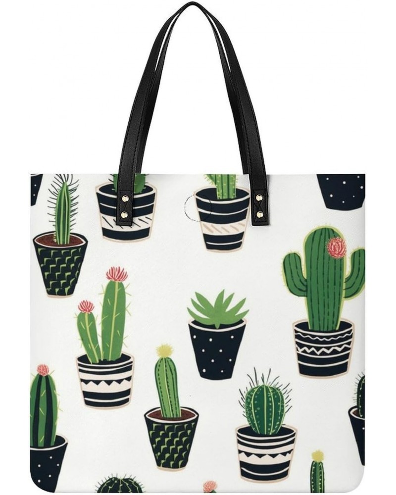 Many Potted Cacti Handbag Large Capacity Top-Handle Bag Ladies Shoulder Totes $18.86 Totes