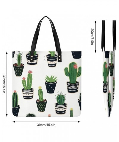 Many Potted Cacti Handbag Large Capacity Top-Handle Bag Ladies Shoulder Totes $18.86 Totes