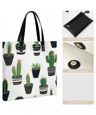 Many Potted Cacti Handbag Large Capacity Top-Handle Bag Ladies Shoulder Totes $18.86 Totes