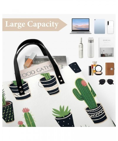 Many Potted Cacti Handbag Large Capacity Top-Handle Bag Ladies Shoulder Totes $18.86 Totes