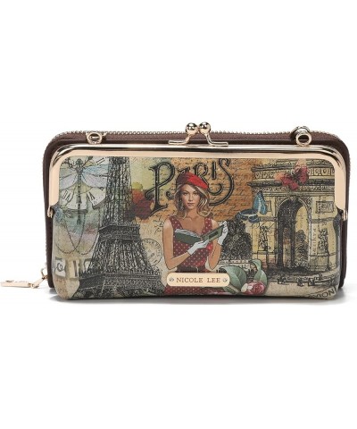 2 Piece Fashion Print Kiss Lock Crossbody Bifold Wallet, Vegan Leather, Removable Crossbody Strap Paris Fashion Week $27.00 C...