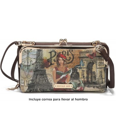 2 Piece Fashion Print Kiss Lock Crossbody Bifold Wallet, Vegan Leather, Removable Crossbody Strap Paris Fashion Week $27.00 C...