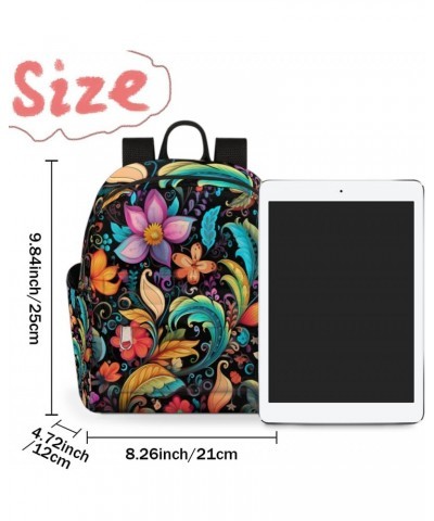 Colorful Paisley Flower Mini Backpack Purse for Women Girls, Abstract Floral Small Backpack Lightweight Casual Travel Bag Day...