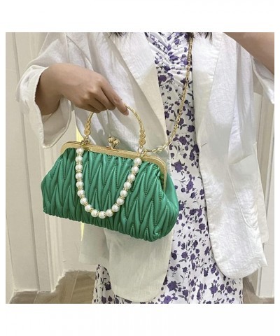 Womens Clutch Purse Pearl Evening Bag Envelope Evening Bridal Wedding Party Club Purses Crossbody Handbags Green $32.32 Eveni...